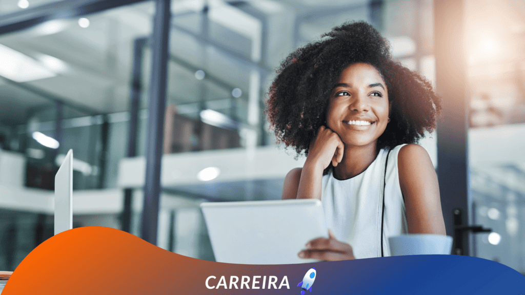 Imagem ilustrativa: Nutricionista estudando materiais educacionais, livros e recursos online, representando a busca por atualização profissional e aquisição de novos conhecimentos na área da nutrição.